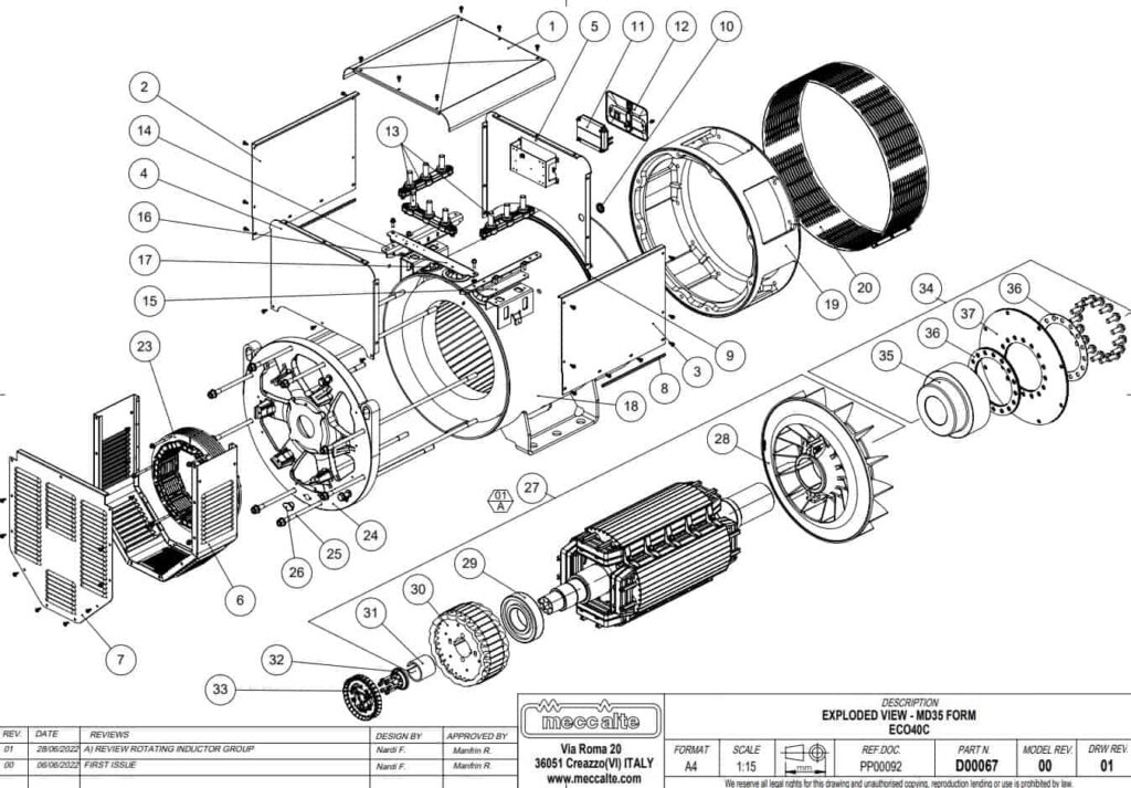 Phụ tùng củ phát điện ECO40 4 cực 3 pha Phụ tùng ECO40 1