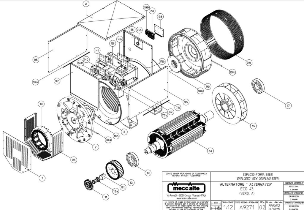 Phụ tùng củ phát điện ECO43 4 cực 3 pha Phụ tùng ECO43 1