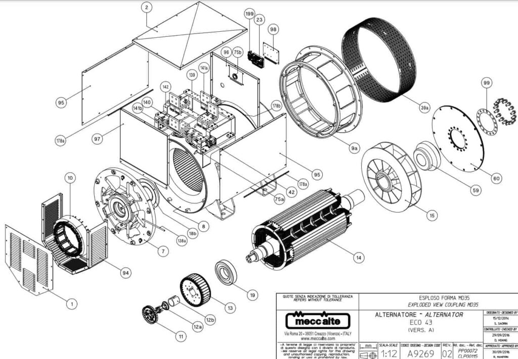 Phụ tùng củ phát điện ECO43 4 cực 3 pha Phụ tùng ECO43 2