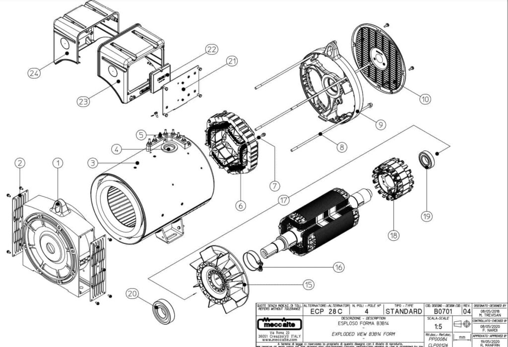 Phụ tùng củ phát điện ECP28 4 cực 3 pha, 4 cực 1 pha và 2 cực 3 pha Phụ tùng ECP28 1