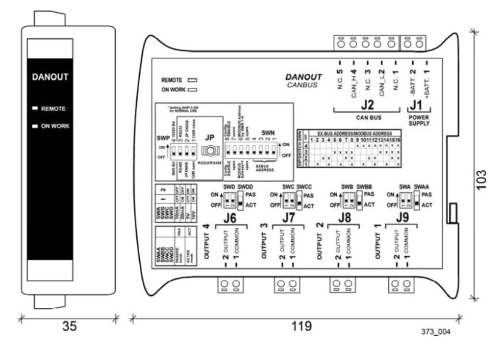 Mô đun phụ kiện mở rộng tính hiệu điện áp và dòng điện DIVIT, DANOUT Sơ đồ mô đun phụ kiện mở rộng DANOUT